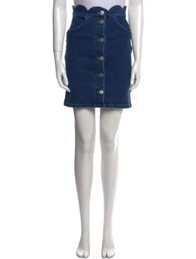 Pre-owned Maje Scalloped Accent Knee-length Skirt In Blue