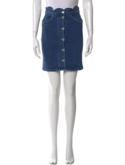 Pre-owned Maje Scalloped Accent Mini Skirt In Blue