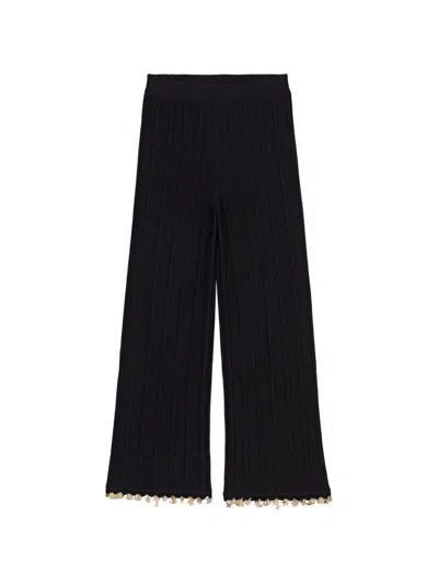 Maje Scalloped Embellished Trousers In Black