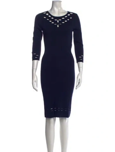Pre-owned Maje Scoop Neck Knee-length Dress In Blue