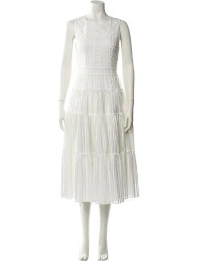 Pre-owned Maje Scoop Neck Long Dress In White