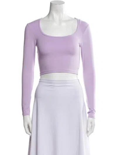 Pre-owned Maje Scoop Neck Long Sleeve Crop Top In Purple