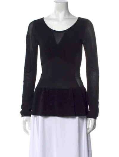 Pre-owned Maje Scoop Neck Long Sleeve Top In Black
