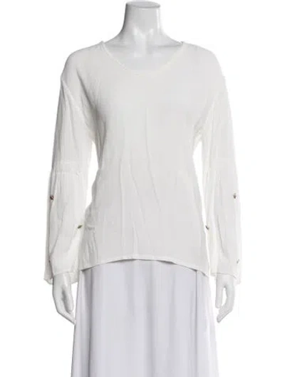 Pre-owned Maje Scoop Neck Long Sleeve T-shirt In White