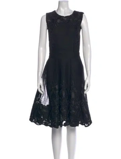 Pre-owned Maje Scoop Neck Midi Length Dress In Black