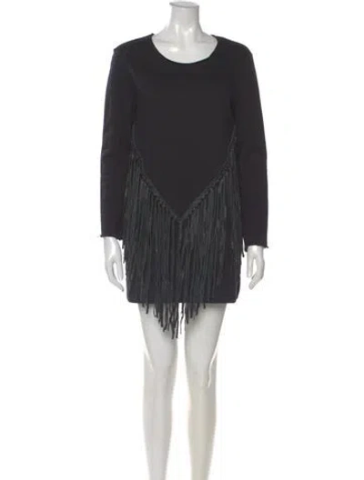 Pre-owned Maje Scoop Neck Mini Dress In Black