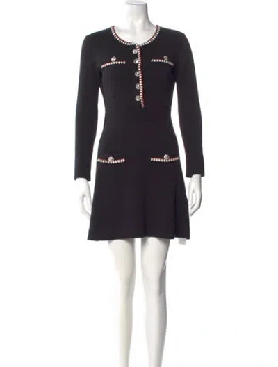 Pre-owned Maje Scoop Neck Mini Dress In Black