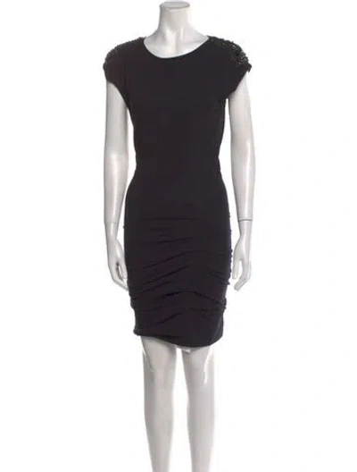 Pre-owned Maje Scoop Neck Mini Dress In Blue