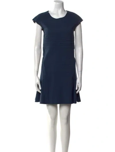 Pre-owned Maje Scoop Neck Mini Dress In Blue