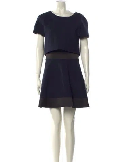 Pre-owned Maje Scoop Neck Mini Dress In Blue