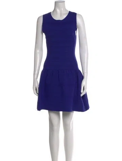 Pre-owned Maje Scoop Neck Mini Dress In Blue