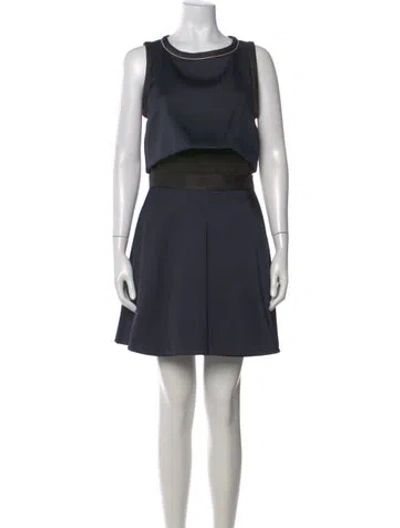 Pre-owned Maje Scoop Neck Mini Dress In Blue