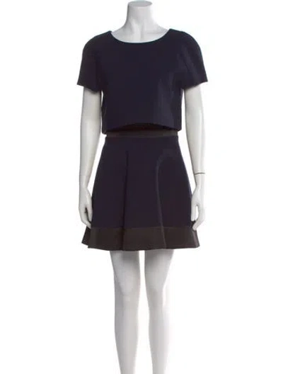 Pre-owned Maje Scoop Neck Mini Dress In Blue