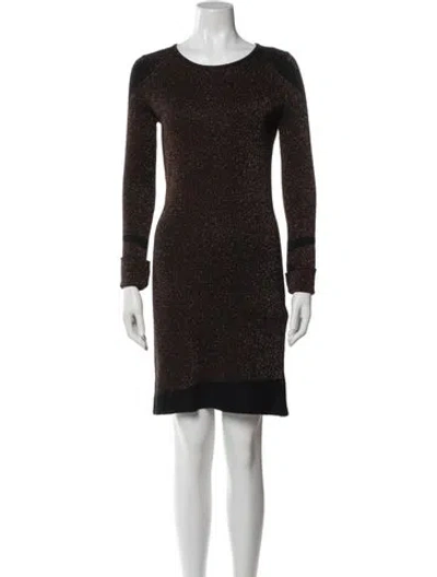 Pre-owned Maje Scoop Neck Mini Dress In Brown