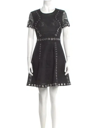 Pre-owned Maje Scoop Neck Mini Dress In Gray