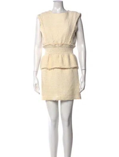 Pre-owned Maje Scoop Neck Mini Dress In Neutral