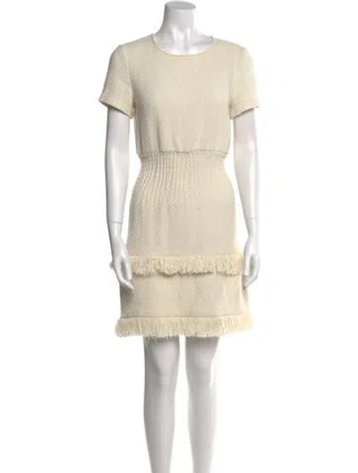 Pre-owned Maje Scoop Neck Mini Dress In Neutral