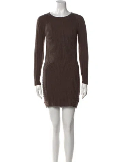 Pre-owned Maje Scoop Neck Mini Dress In Neutral