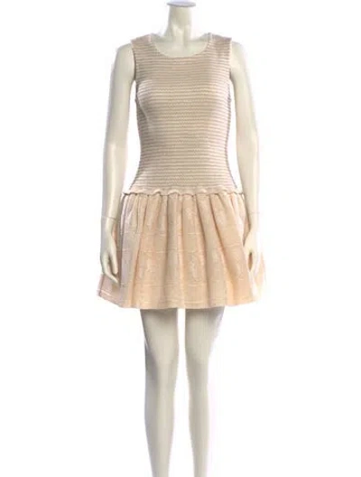 Pre-owned Maje Scoop Neck Mini Dress In Neutral