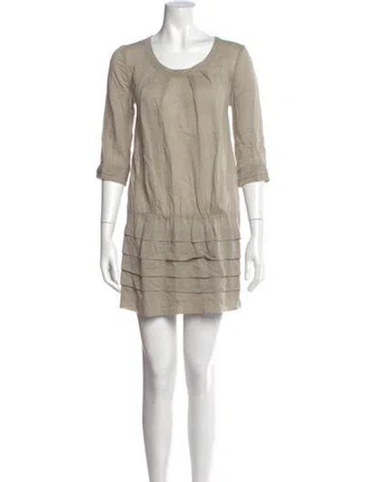 Pre-owned Maje Scoop Neck Mini Dress In Neutral