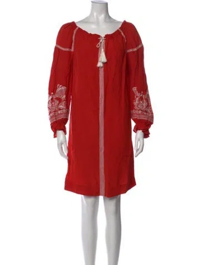 Pre-owned Maje Scoop Neck Mini Dress In Red