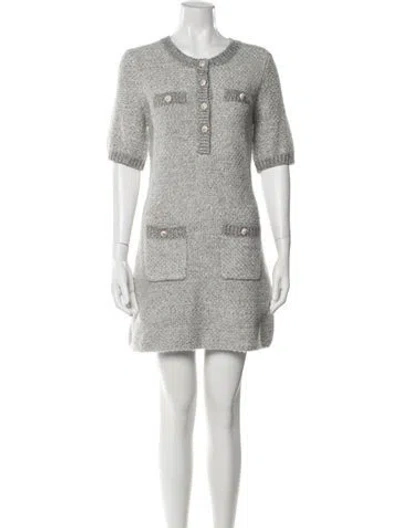 Pre-owned Maje Scoop Neck Mini Dress W/ Tags In Gray
