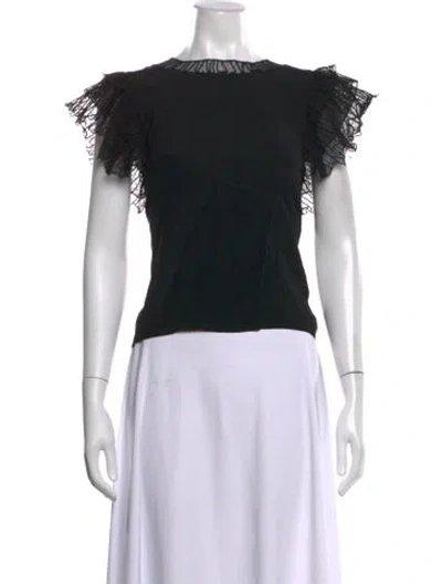 Pre-owned Maje Scoop Neck Short Sleeve Blouse In Black