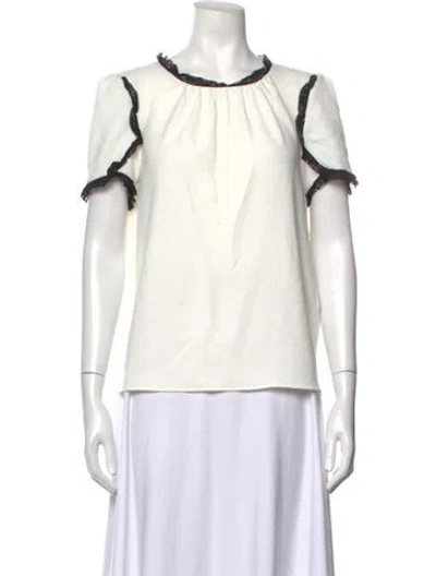 Pre-owned Maje Scoop Neck Short Sleeve Blouse In Black/white