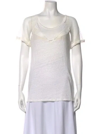 Pre-owned Maje Scoop Neck Short Sleeve T-shirt In White