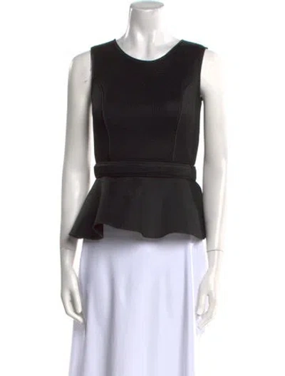 Pre-owned Maje Scoop Neck Sleeveless Crop Top In Black