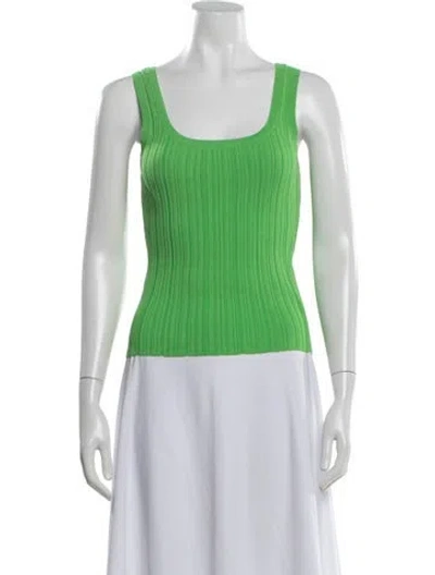 Pre-owned Maje Scoop Neck Sleeveless Top In Green