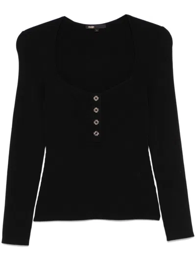 Maje Scoop-neck Top In Black
