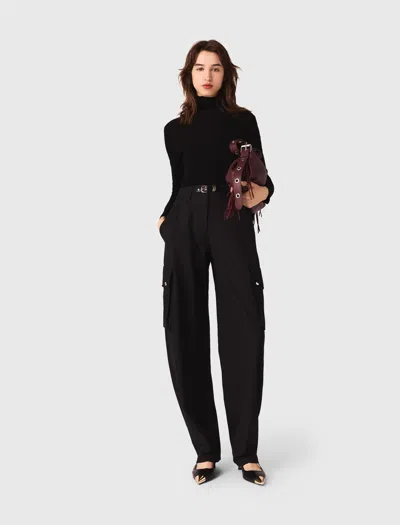 Maje Second-skin Roll-neck Jumper In Black