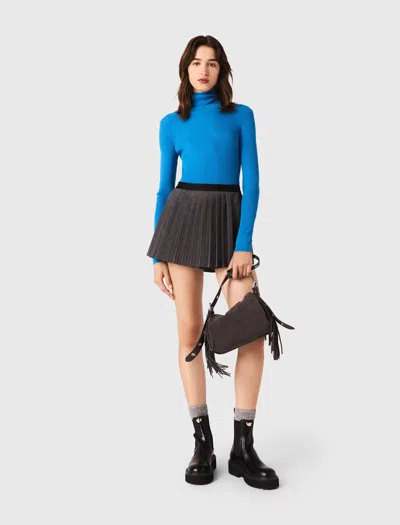 Maje Second-skin Roll-neck Jumper In Blue