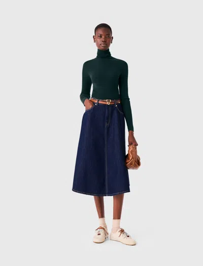 Maje Second-skin High-neck Jumper In Vert Bouteille