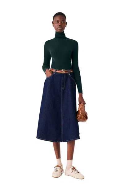 Maje Second-skin High-neck Sweater In Green
