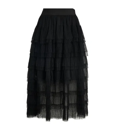MAJE SEMI-SHEER MIDI SKIRT