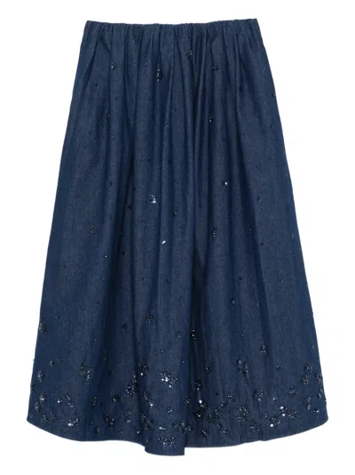 Maje Sequin Embellished A-line Skirt In Blue