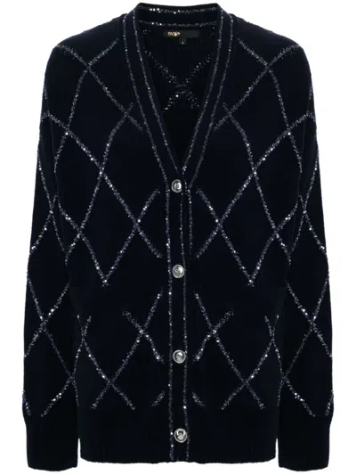 Maje Cardigan Mit Pailletten In Marine