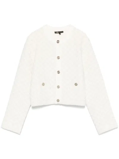 Maje Sequin-embellished Cardigan In White