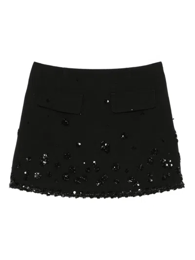 Maje Sequin-embellished Flap-pocket Skirt In Black