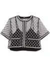 Maje Womens Bead-embroidered Short-sleeve Tulle Top Black In Black