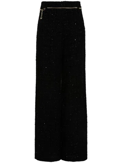 Maje Sequin-embellished Trousers In Black