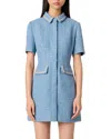 Maje Sequin Tweed Short Dress In Blue