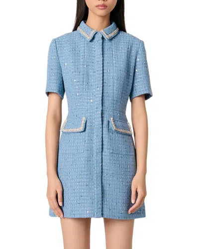 MAJE SEQUIN EMBELLISHED TWEED SHORT DRESS