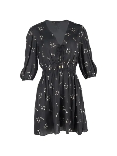 Pre-owned Maje Sequin Embellished V-neck Mini Dress In Black