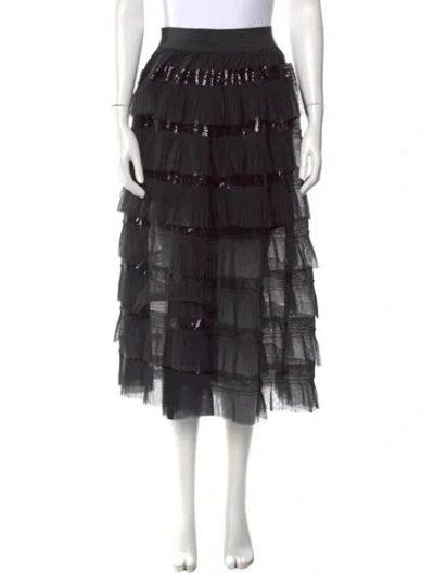 Pre-owned Maje Sequin Embellishments Midi Length Skirt W/ Tags In Black