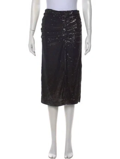 Pre-owned Maje Sequin Embellishments Midi Length Skirt W/ Tags In Black