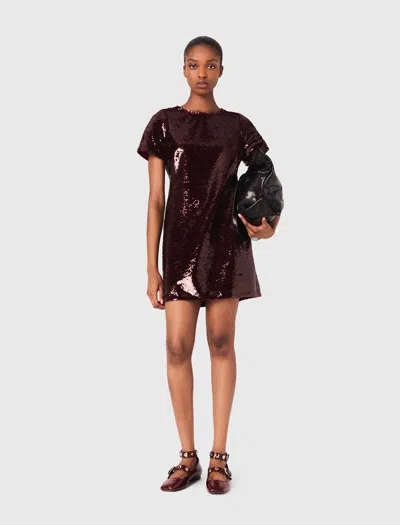 MAJE SEQUIN-EMBROIDERED SHORT DRESS