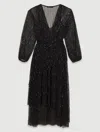 Maje Sequin Maxi Dress In Noir